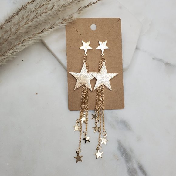 5 for $25 Gold Color Star Dangle Earrings - Picture 6 of 8